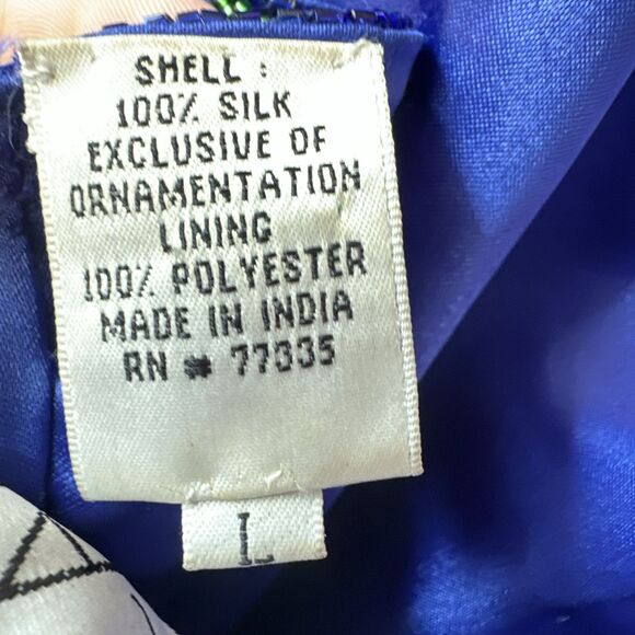 VTG‎ Y2K Scala Beaded 100% Silk Gown Prom Dress Formal Size L Blue 90s Fairy - Picture 6 of 14